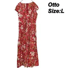 Otto オットー　花柄 半袖ロングワンピース L フラワープリント