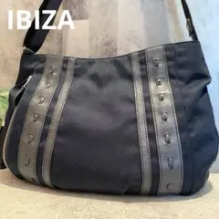 【美品】 IBIZA イビサショルダーバッグ ネイビー ブラック ナイロン
