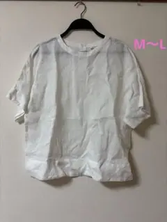 美品　無印良品 リネンブラウス 半袖 M〜L プルオーバー 麻100