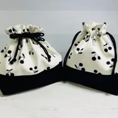 お弁当袋 コップ袋 セット チェリー ハンドメイド 【571】