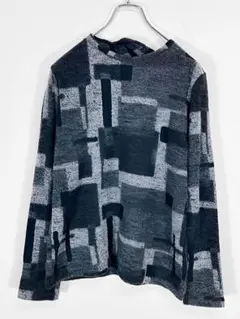 Yohji Yamamoto 18AW 幾何学柄 縮絨カットソー グレー2