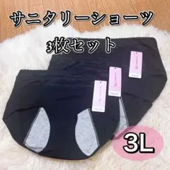 サニタリーショーツ 3枚セット　ブラック　黒　3Lサイズ　 XXL 生理パンツ