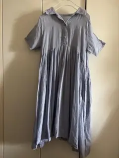 DOUBLE NAME ストライプシャツワンピース