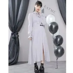 美品　イートミー　ボウタイマキシワンピース　ラベンダー　ラップスカート　リボン