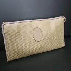 【中古】イヴサンローラン カーキ レザー カーキ クラッチバッグ