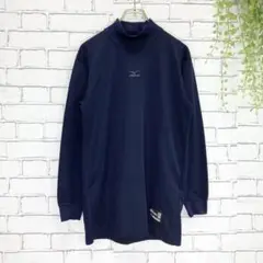 B878【野球用アンダーシャツ】L(ミズノ/Mizuno)長袖 ハイネック 紺色