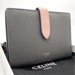 CELINE ミディアム ストラップウォレット バイカラー 折りたたみ財布