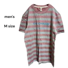 【新品・未使用】men's　カットソー　ピンク×グレー　ボーダー　Mサイズ