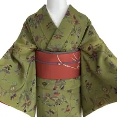 江戸更紗 小紋 着物 緑