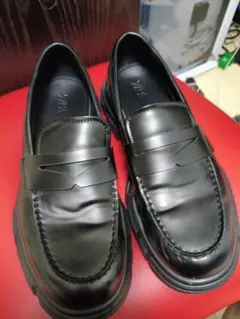 ZARA チャンキーペニーローファー 厚底 ブラック EU43 (27.5cm)