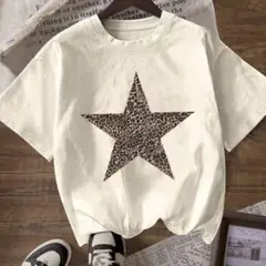 新品未使用★シーイン　レオパード柄＆スター柄　ラウンドネック半袖Tシャツ