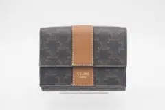 CELINE 三つ折り財布 フォールデッド コンパクト ウォレット ブラウン 黒