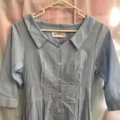 新品タグ付スカイブルーのリボンプリーツワンピース
