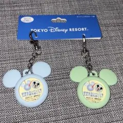 新品未使用　ディズニーリゾート ミッキーシェイブ　カンバッジホルダー　青　緑