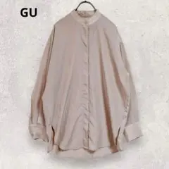 GU ジーユー スタンドカラーブラウス シャツ ベージュ S ゆったり 3582