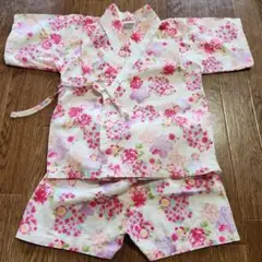 ピンク花柄 甚平 サイズ110cm 綿100%