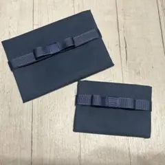 ポケットティッシュケース　ネイビー　大小2個セット　お受験