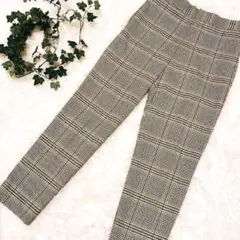 イネド INE'D 茶系チェック柄パンツ　9サイズ
