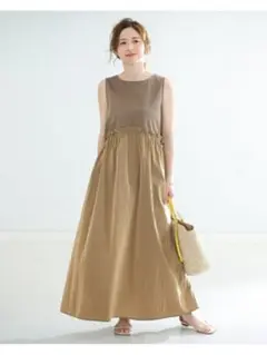 Demi-Luxe BEAMS / ドロストコンビ ノースリーブワンピース 38