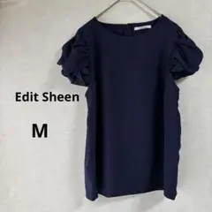 edit Sheen エディットシーン　フリル袖 ネイビー トップス　M