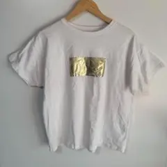 ユアーズ　ホワイト 半袖 Tシャツ 金色装飾