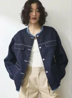 新品タグ付き　アダム エ ロペ　デニムフリンジブルゾン