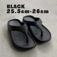新品｜リカバリートングサンダル黒 41-42 厚底 フラット プチプラ ビーサン