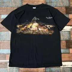 ビンテージ　古着　アニマル　馬　メンズ　半袖tシャツ　黒　サイズL ブラックT