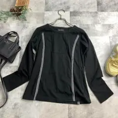 【ヨシエイナバ】 Tシャツ カットソー スリム 縦ライン レディース M 人気