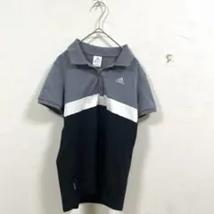 adidas アディダス グレー ブラック バイカラー ポロシャツ L