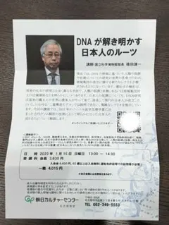 篠田謙一先生の講演会招待券