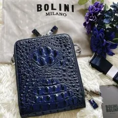 新品 BOLINI/ボリーニ ショルダーバッグ 最上級牛革使用 クロコ型押し