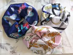夏のセール商品⑧　蝶々　大人　ビッグ　シュシュ　シルク風　シュシュ　 3個セット