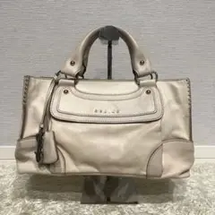 CELINE ブギーバッグ ハンドバッグ 馬車金具 チャーム付き アイボリー