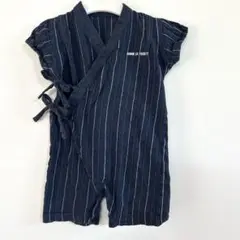 【50〜70】COMME CA ストライプ半袖甚平　男の子パジャマ　ネイビー