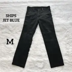 SHIPS JET BLUE チノパン ストレッチ 牛革 日本製 黒 M