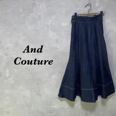 And Couture ロングデニムスカート フレア 38 ネイビー 4189