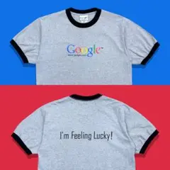 00s Y2K Google グーグル プロモーションリンガーTシャツ グレー