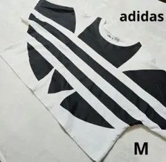 adidas クロップドTシャツ ホワイト/ブラック M