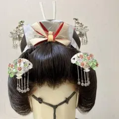京かつら　今西　本物　祇園　芸子　髪飾り付き　日本舞踊　芸者　舞妓　唐人髷　櫛 京かつら 今西 本物 祇園 芸子 髪飾り付き 日本舞踊 芸者 舞妓