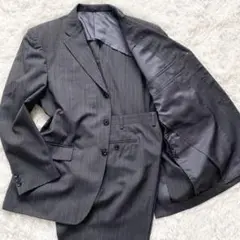 トップバリュ ビジネススーツ セットアップ 背抜き グレー ストライプ Mサイズ