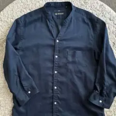 SHIPS HERDMAN LINEN 高級リネン 七分袖バンドカラーシャツ美品