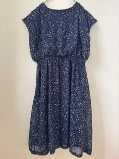 jalonner ネイビー花柄ノースリーブワンピース　M 即日発送