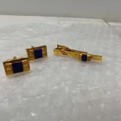 金メッキ　カフリンクス　タイクリップセット