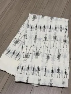 【新品未使用】 男帯 白地 刺繍 モダン柄 兵児帯 ドクロ 日本舞踊