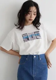 ネオンロゴフォトプリントTシャツ オフ/hellam ヘラム　同型