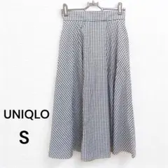 値下げ！UNIQLO【ユニクロ】モノクロチェックフレアスカート