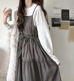 Classicalelf シアーフリルキャミワンピース S モカ マキシ
