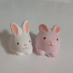 岡崎神社 うさぎ 御守り 置物　白 ピンク