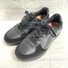 【未使用級】フィットフロップ レザー コンフォートスニーカー ブラック 22.5